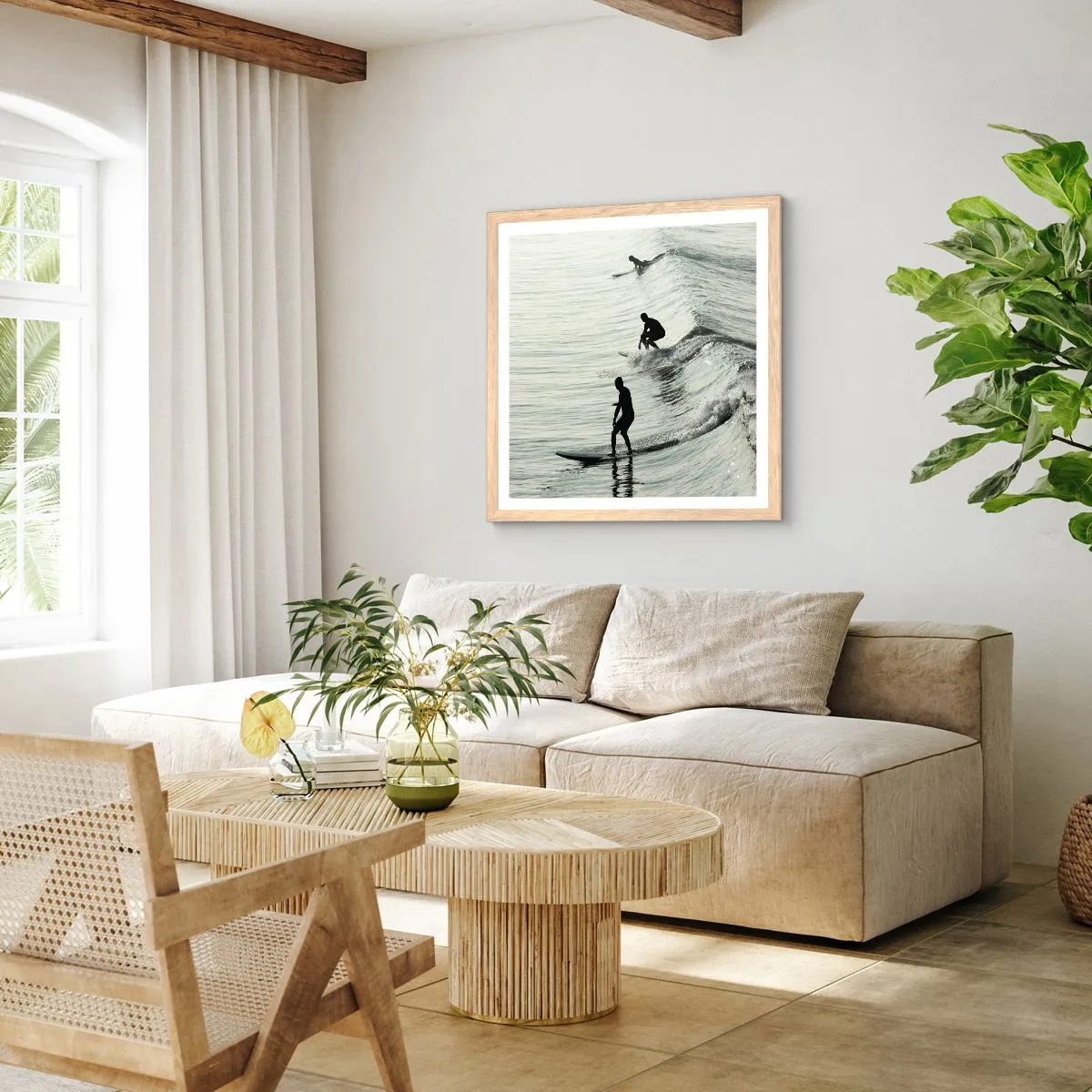 Plakat w ramie jasny dąb - Na spotkanie fali - 60x60 cm