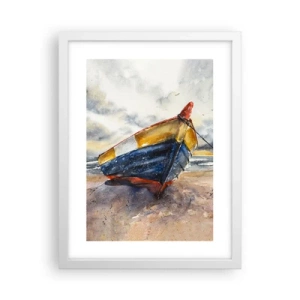 Plakat w białej ramie - Odpoczynek na brzegu - 30x40 cm