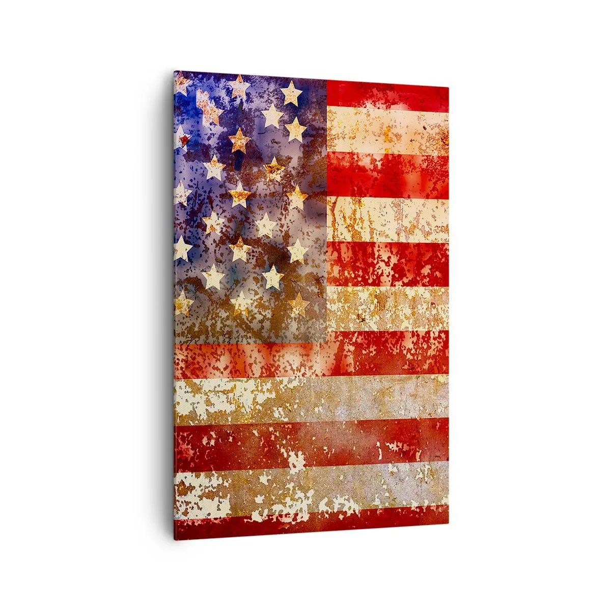 Obraz na płótnie - Stylizowana flaga USA z efektem postarzenia - 80x120cm - Chwała nie przemija - Nowoczesna dekoracja ścienna do salonu i sypialni ARTTOR