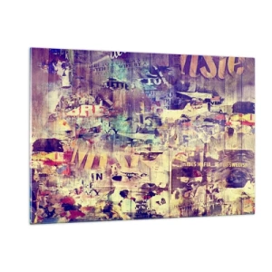 Obraz na szkle - Abstrakcyjna kompozycja z miejskimi teksturami i graffiti - 120x80cm - I tyle zostanie - Nowoczesna dekoracja ścienna do salonu, kuchni i sypialni ARTTOR