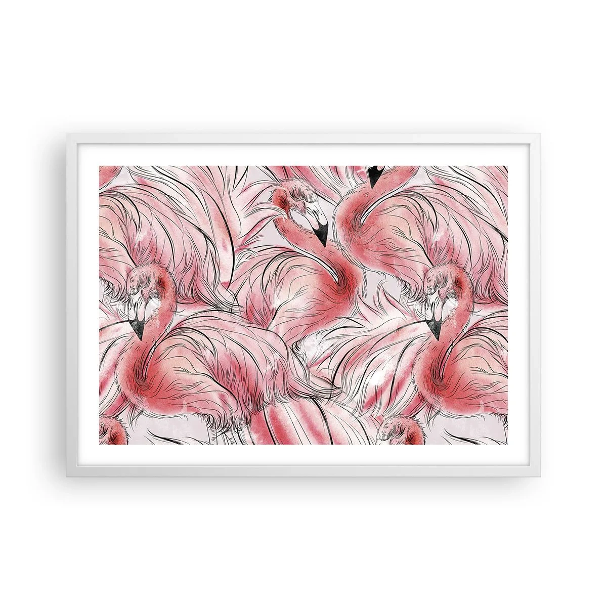 Plakat w białej ramie - Ptasi corps de ballet - 70x50 cm