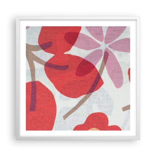 Plakat w białej ramie - Kompozycja kwiatowa w różu - 60x60 cm