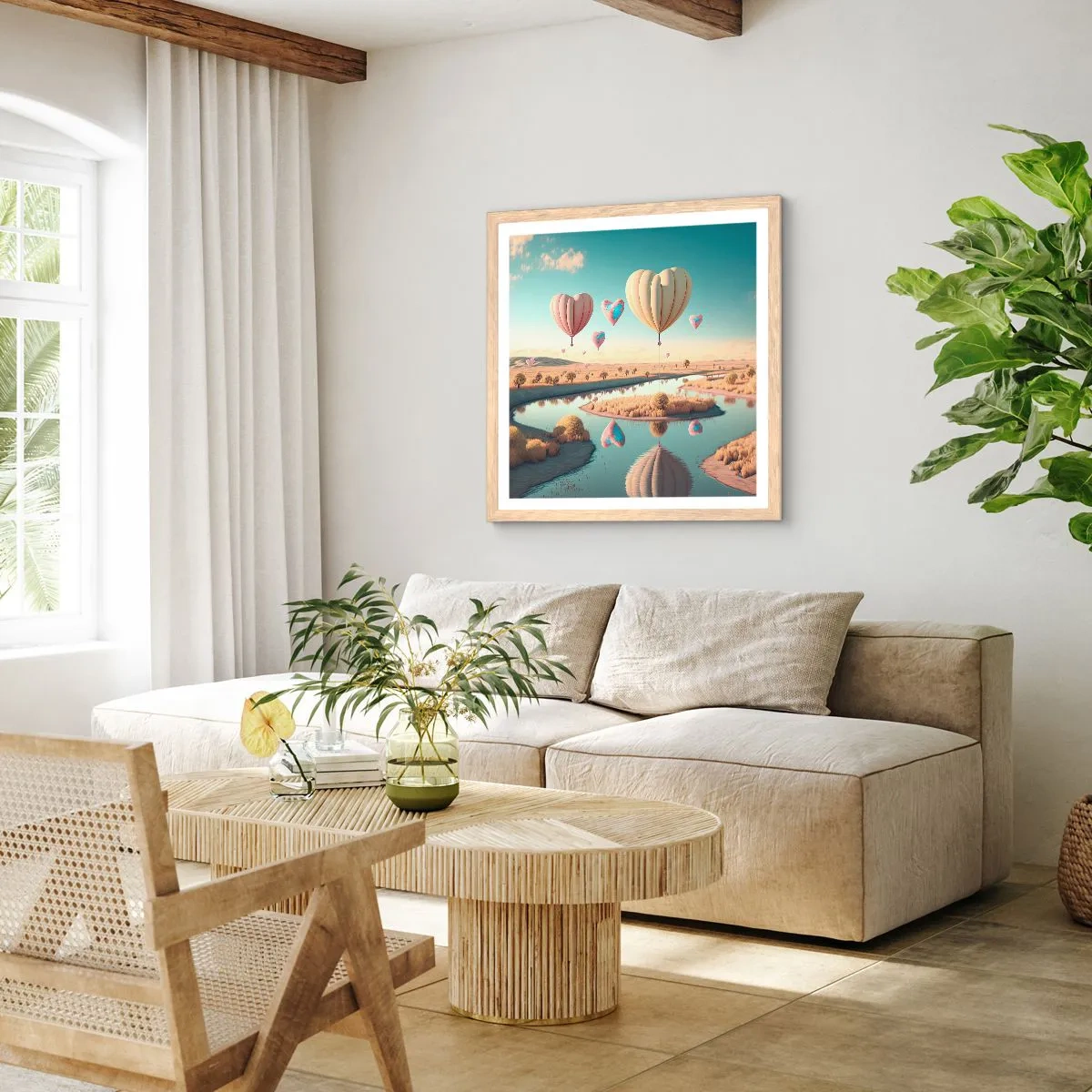 Plakat w ramie jasny dąb - Miłość pozwala wznieść się - 40x40 cm