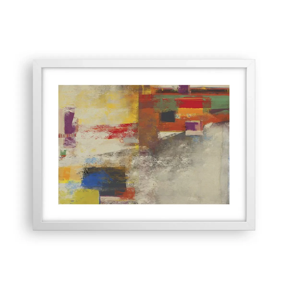 Plakat w białej ramie - Geometria barw - 40x30 cm