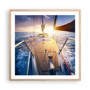 Plakat w ramie jasny dąb - Biegnąca po falach - 60x60 cm