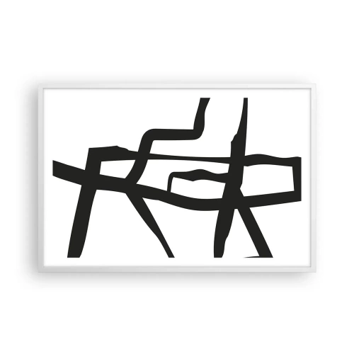 Plakat w białej ramie - Czarno-biała konstrukcja - 91x61 cm