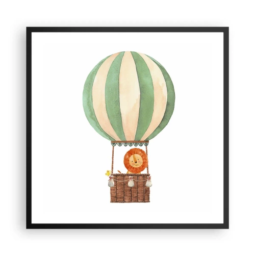 Plakat w czarnej ramie - Podróże Leona - 60x60 cm