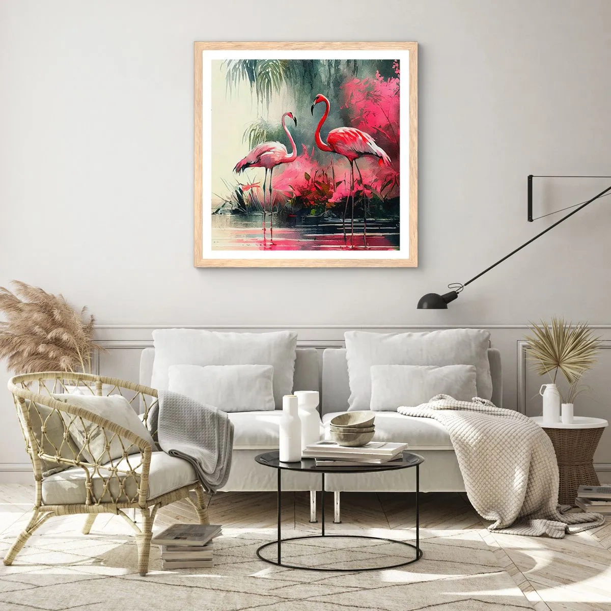 Plakat w ramie jasny dąb - Lekcja naturalnego wdzięku - 40x40 cm