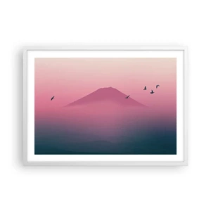 Plakat w białej ramie - Wędrowcy ponad chmurami - 70x50 cm