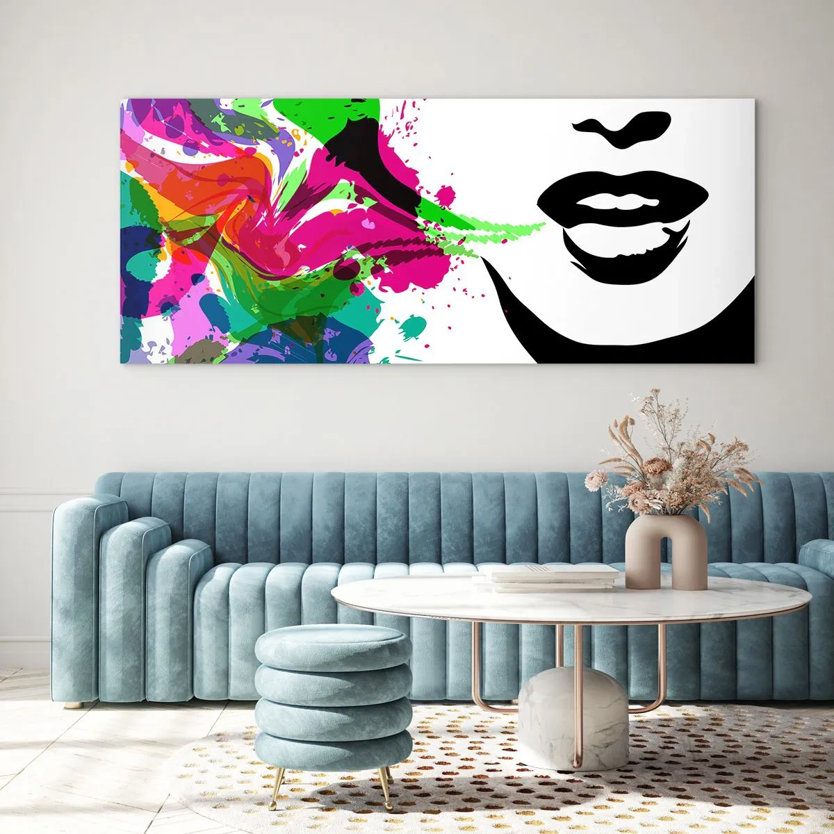 Obraz na szkle - Opowieść w kolorach tęczy - 100x40 cm