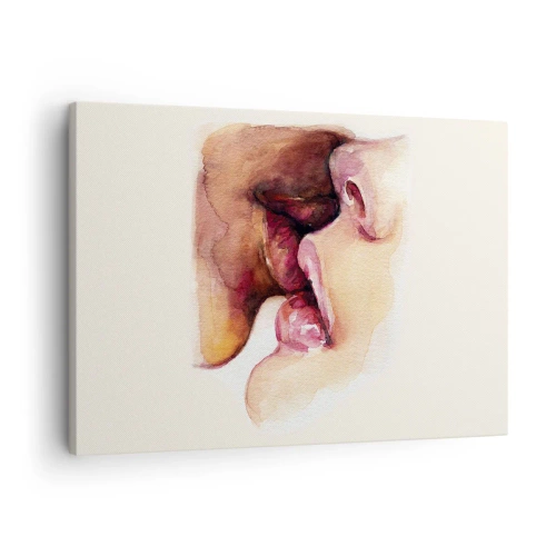 Obraz na płótnie - Akwarelowy obrazek przedstawiający zbliżenie twarzy - 70x50cm - Jak noc i dzień, ziemia i niebo - Nowoczesna dekoracja ścienna do salonu i sypialni ARTTOR