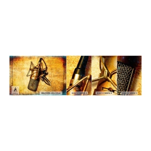 Fototapeta Próbka Samoprzylepna Deluxe Sticker - Złote lata radia - Mikrofon, Muzyka, Retro - 100x30 cm