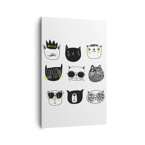 Obraz na płótnie - Stylowe ilustracje kotów w minimalistycznym stylu - 80x120cm - Każdy inny - Nowoczesna dekoracja ścienna do salonu i sypialni ARTTOR