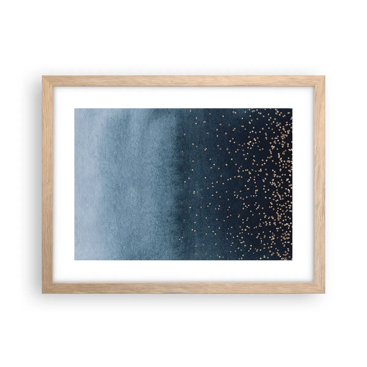 Plakat w ramie jasny dąb - Kompozycja – niebieskie fazy - 40x30 cm