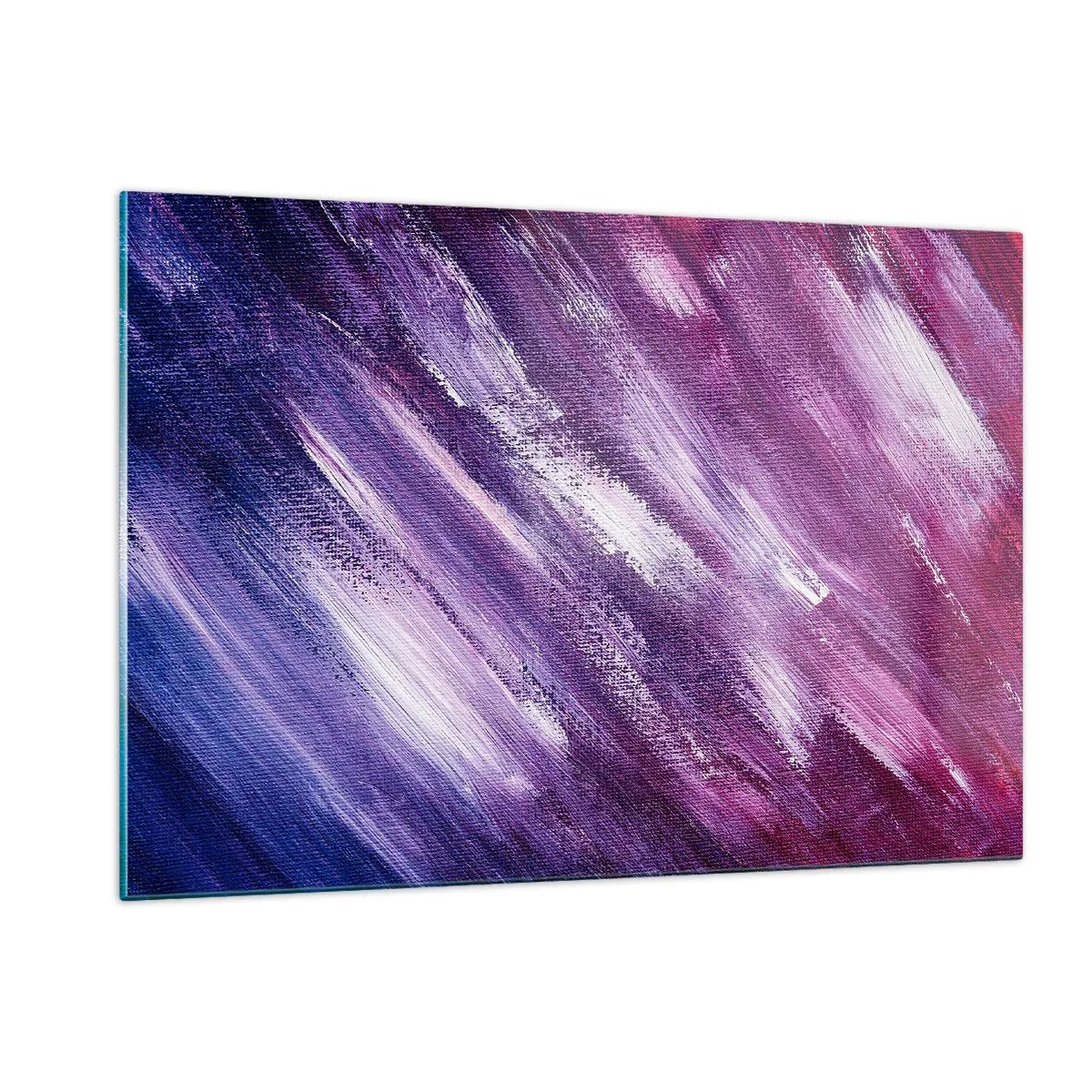 Obraz na szkle - Abstrakcyjny obraz w odcieniach fioletu i bieli - 120x80cm - Gdy wieje słoneczny wiatr - Nowoczesna dekoracja ścienna do salonu, kuchni i sypialni ARTTOR