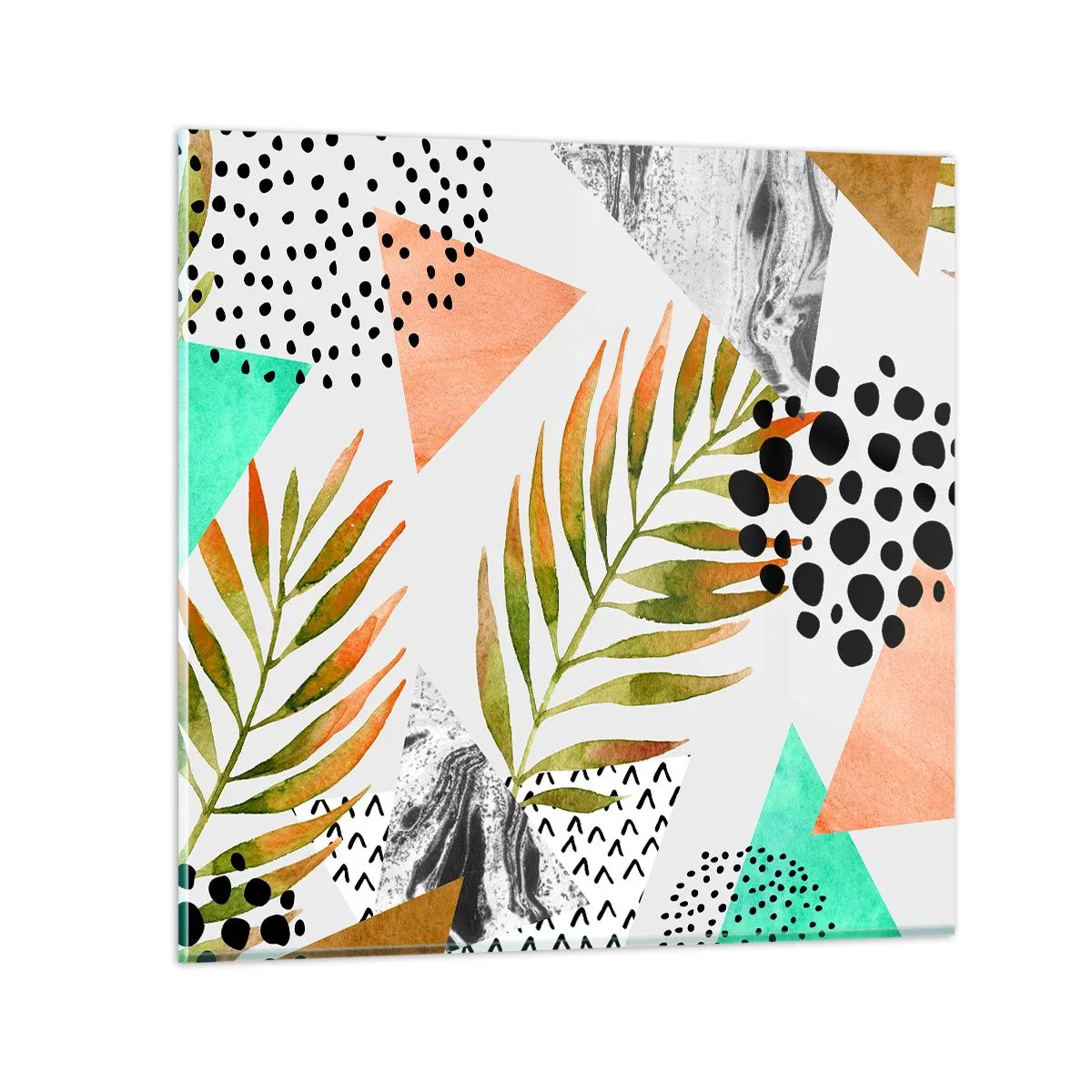 Obraz na szkle - Dekoracja z palmowym liściem - 70x70 cm