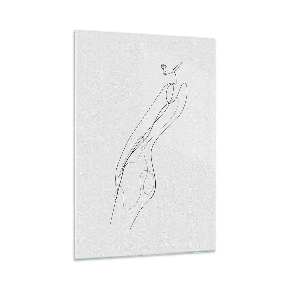 Obraz na szkle - Minimalistyczna linia ukazująca sylwetkę na jasnym tle - 80x120cm - Zaledwie obietnica - Nowoczesna dekoracja ścienna do salonu i sypialni ARTTOR
