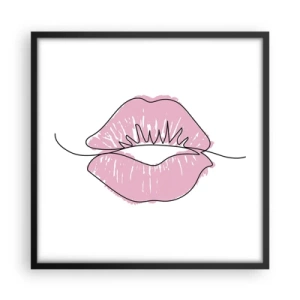 Plakat w czarnej ramie - Gotowy do pocałunku? - 50x50 cm