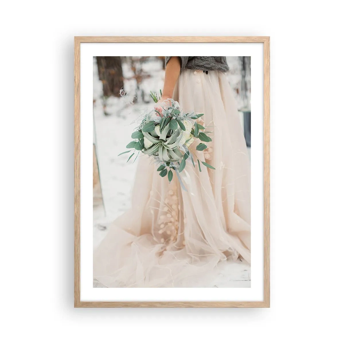 Plakat w ramie jasny dąb - I żyli długo i szczęśliwie - 50x70 cm