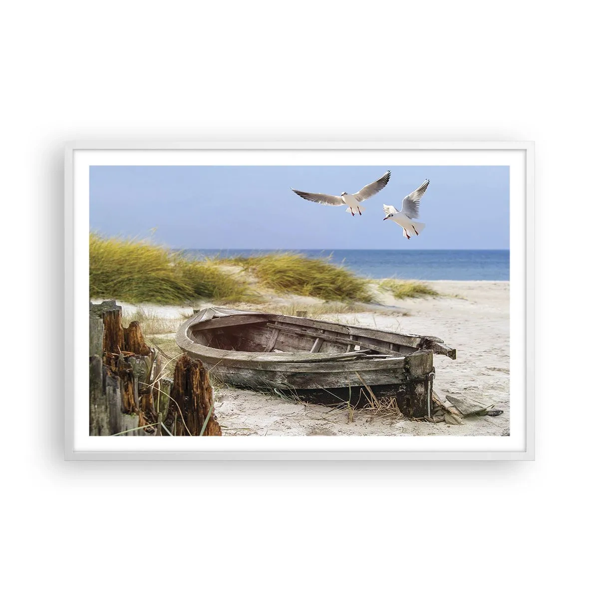 Plakat w białej ramie - Skąpane wiatrem - 91x61 cm