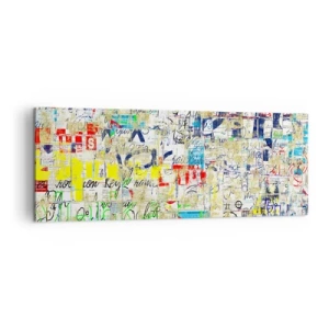 Obraz na płótnie - Abstrakcyjne graffiti z kolorowymi napisami i wzorami - 140x50cm - Po prostu cieszy oczy - Nowoczesna dekoracja ścienna do salonu i sypialni ARTTOR