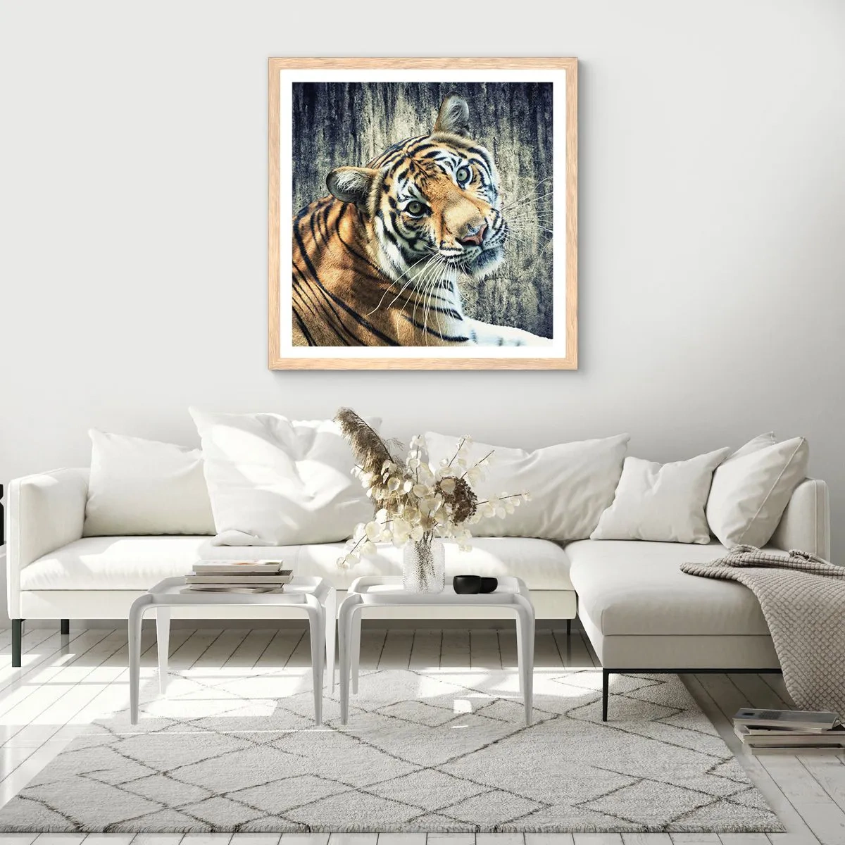 Plakat w ramie jasny dąb - Portret w strugach światła - 60x60 cm