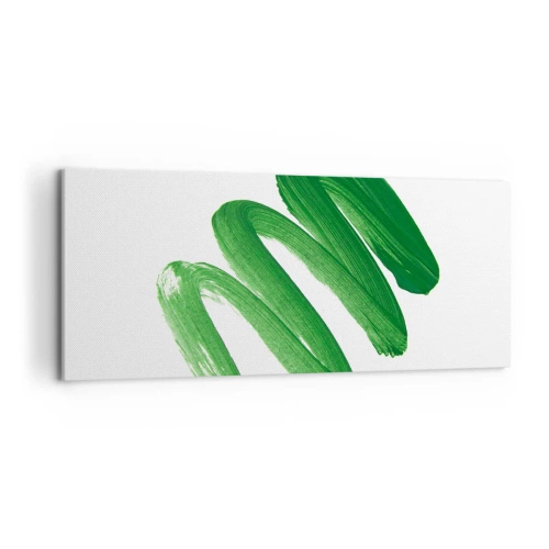 Obraz na płótnie - Zielony abstrakcyjny pociągnięcie pędzla na białym tle - 120x50cm - Zielony żart - Nowoczesna dekoracja ścienna do salonu i sypialni ARTTOR