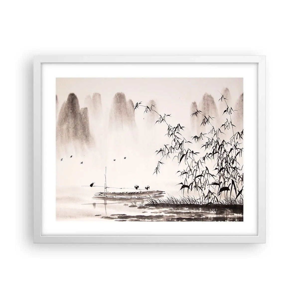 Plakat w białej ramie - Cisza ryżowych pól - 50x40 cm