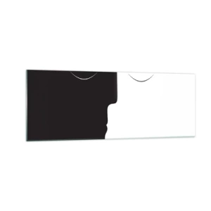 Obraz na szkle - Minimalistyczna sylwetka dwóch twarzy w kontrastowych kolorach - 140x50cm - Jedność przeciwieństw - Nowoczesna dekoracja ścienna do salonu i sypialni ARTTOR