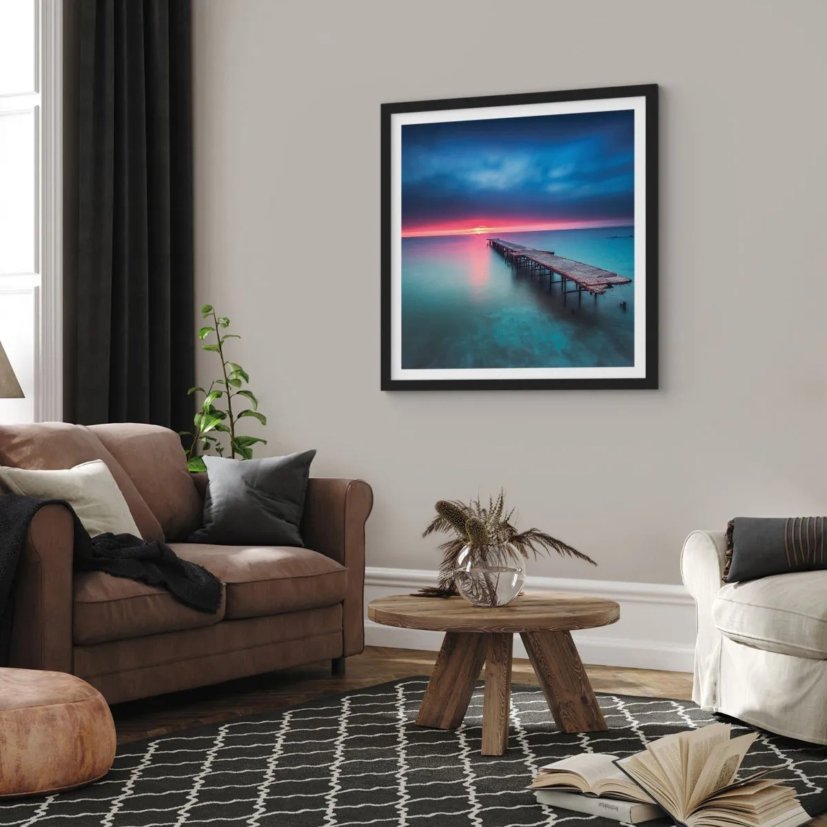 Plakat w czarnej ramie - Między niebem a ziemią - 40x40 cm