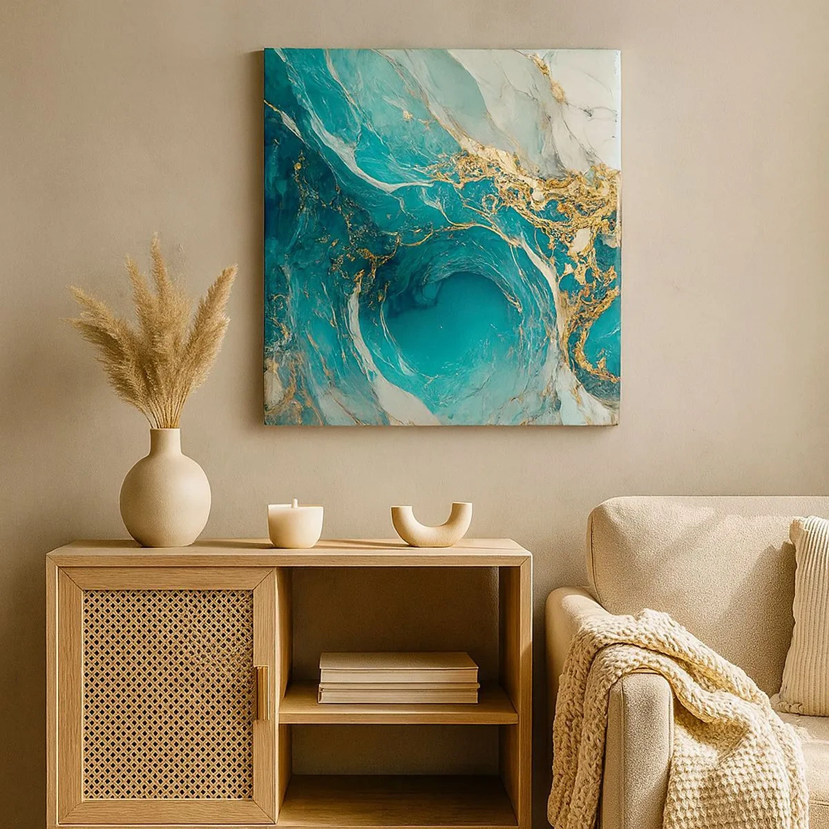 Obraz na płótnie - Kompozycja z żyłami złota - 30x30 cm