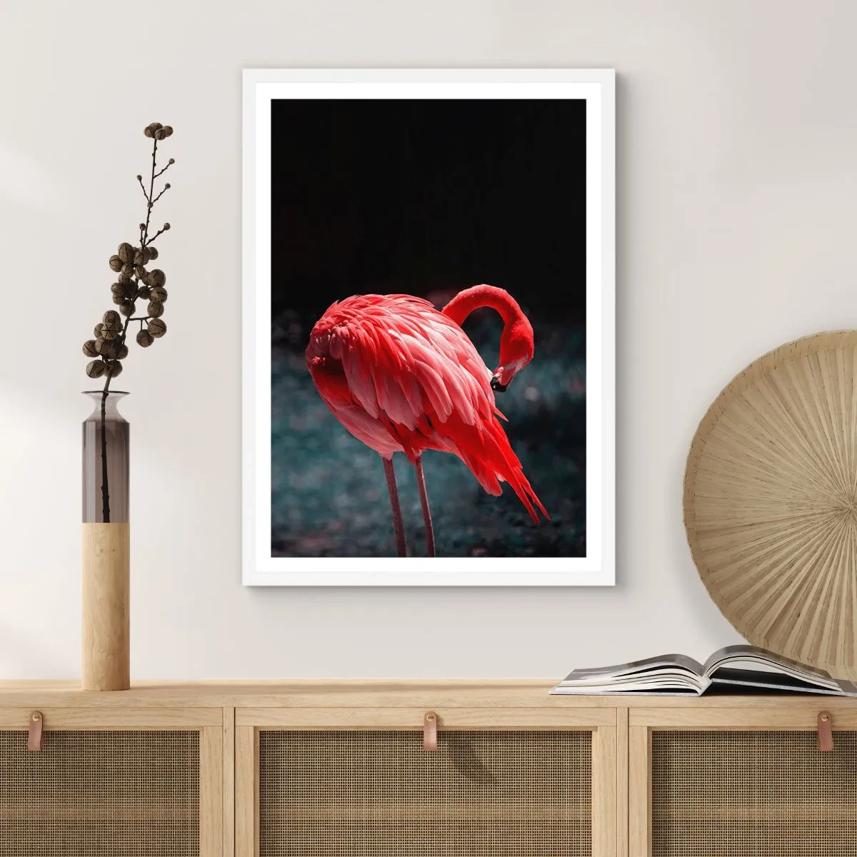 Plakat w białej ramie - Karmazynowy poemat natury - 70x100 cm