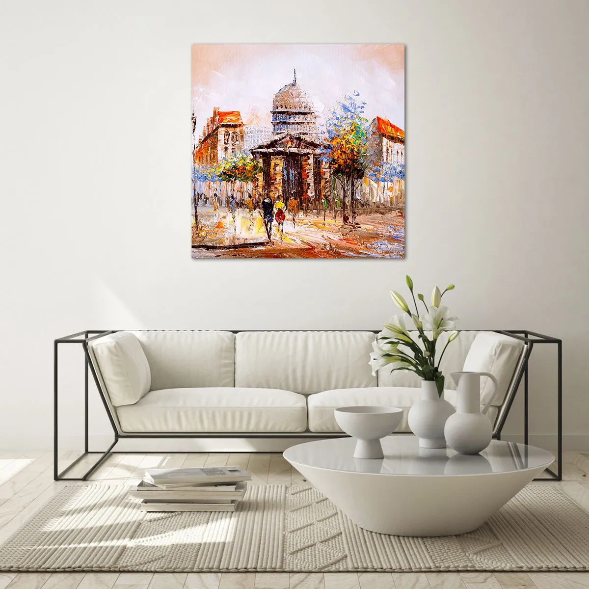 Obraz na szkle - Paryski spacer - 40x40 cm