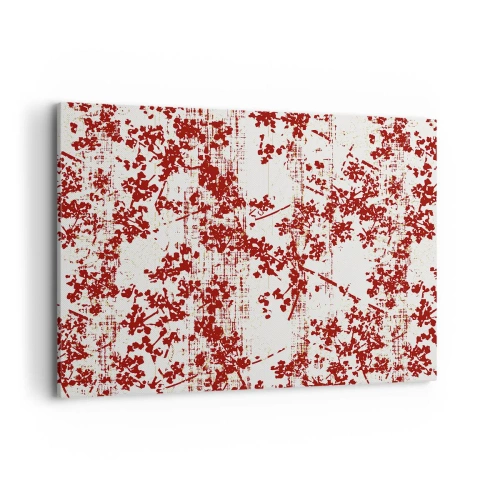 Obraz na płótnie - Czerwone kwiaty na białym tle w artystycznym stylu - 100x70cm - Jak dawny perkalik - Nowoczesna dekoracja ścienna do salonu, kuchni i sypialni ARTTOR