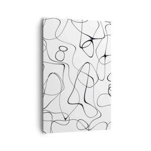 Obraz na płótnie - Abstrakcyjne czarne linie na białym tle w minimalistycznym stylu - 80x120cm - Ścieżki życia, koleje losu - Nowoczesna dekoracja ścienna do salonu i sypialni ARTTOR