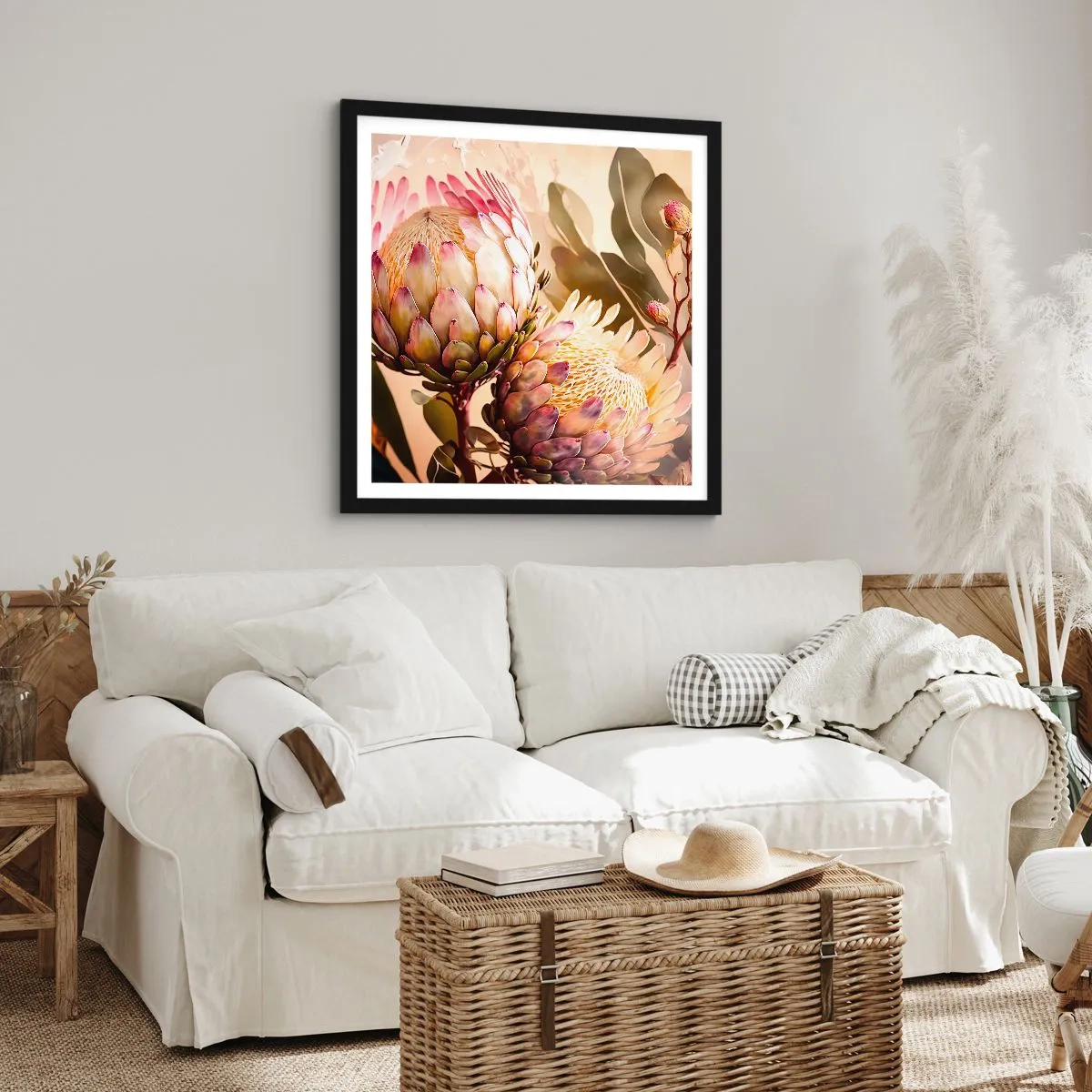 Plakat w czarnej ramie - Czule objęte - 50x50 cm