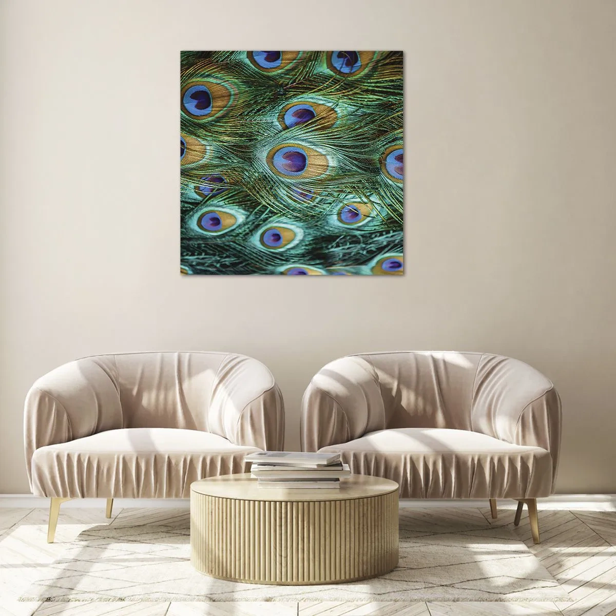 Obraz na szkle - Pawiookie spojrzenie - 60x60 cm