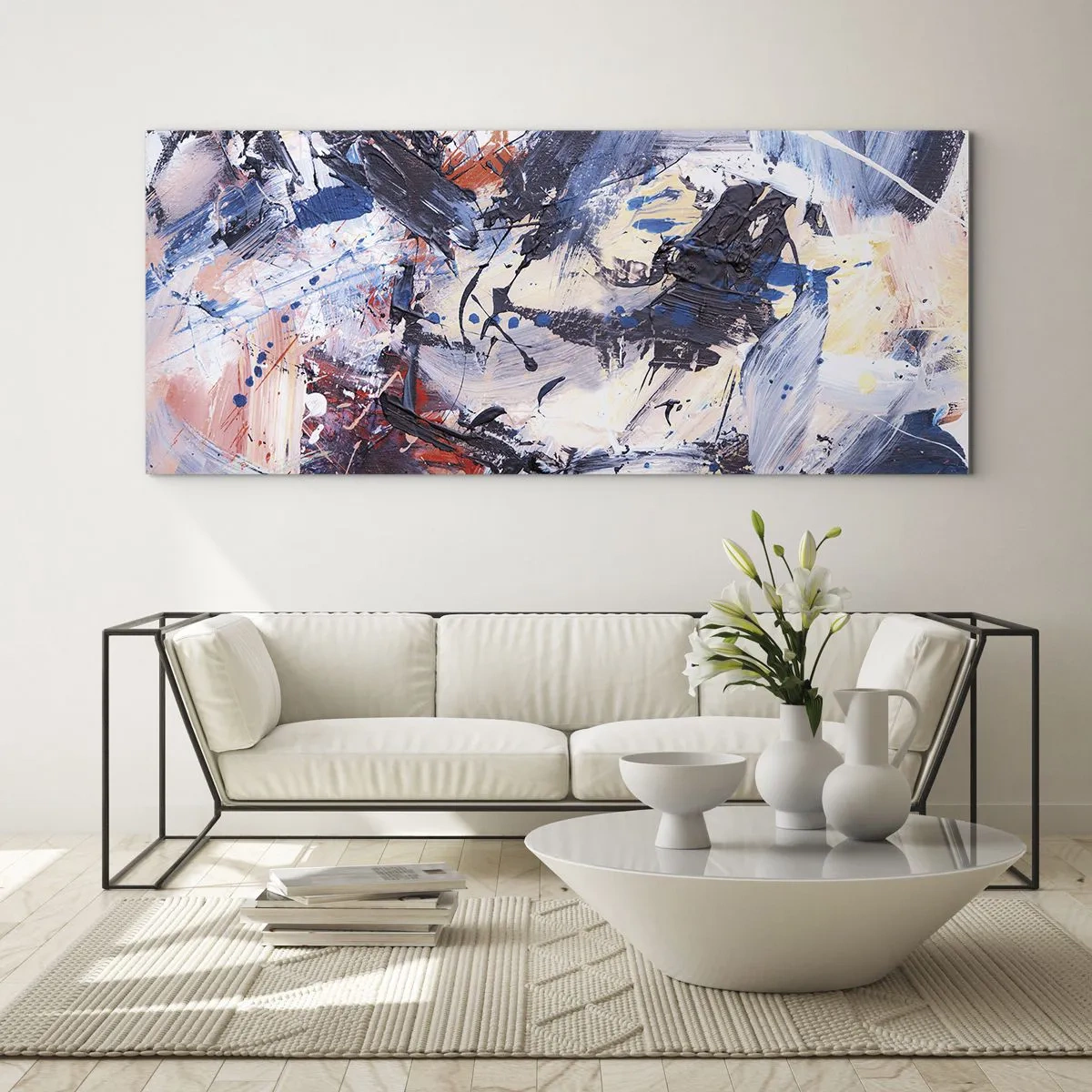 Obraz na szkle - Szalony taniec abstrakcji - 100x40 cm