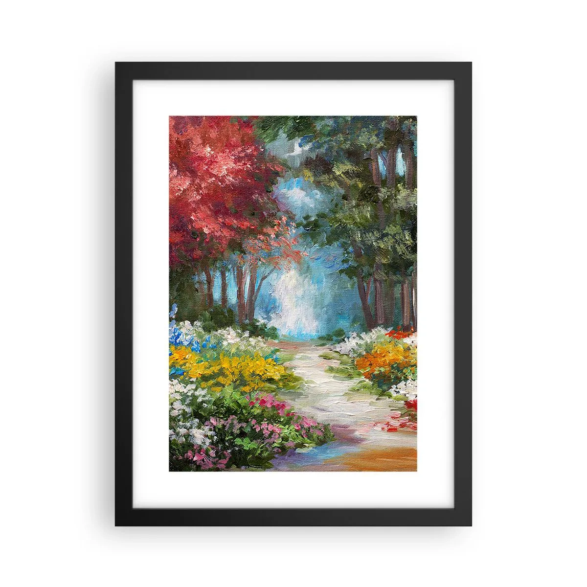Plakat w czarnej ramie - Leśny ogród, kwietny las - 30x40 cm
