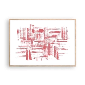 Plakat w ramie jasny dąb - Czerwone miasto - 100x70 cm
