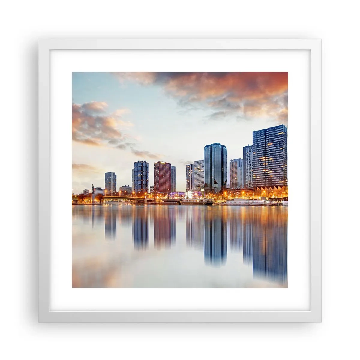 Plakat w białej ramie - Monumentalny spokój Paryża - 40x40 cm