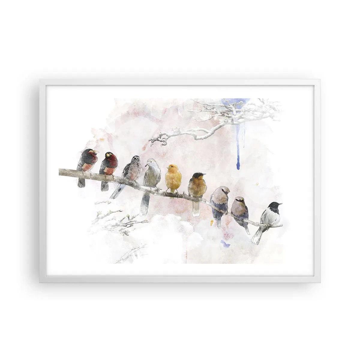 Plakat w białej ramie - Skrzydlate spotkanie - 70x50 cm