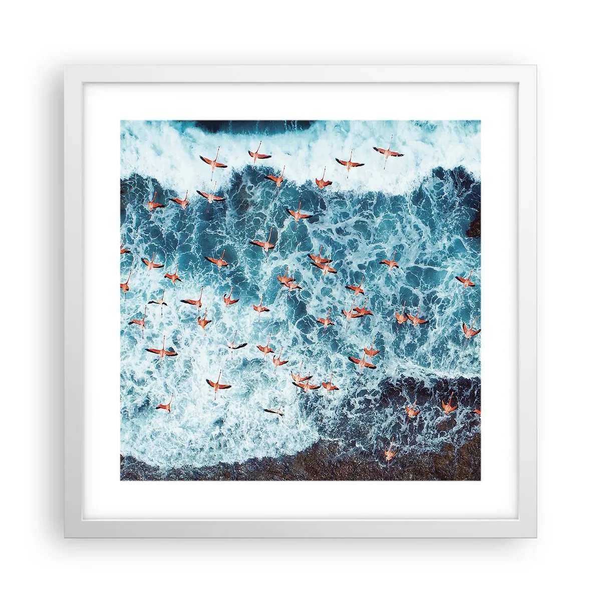 Plakat w białej ramie - Nadmorska parada - 40x40 cm