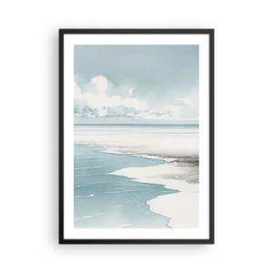 Plakat w czarnej ramie - Akwarelowy pejzaż nadmorski w pastelowych odcieniach - 50x70cm - Łagodny przypływ - Nowoczesna dekoracja ścienna do salonu i sypialni ARTTOR