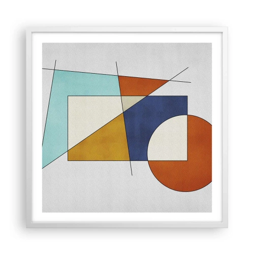 Plakat w białej ramie - Abstrakcja: modernistyczna zabawa - 60x60 cm