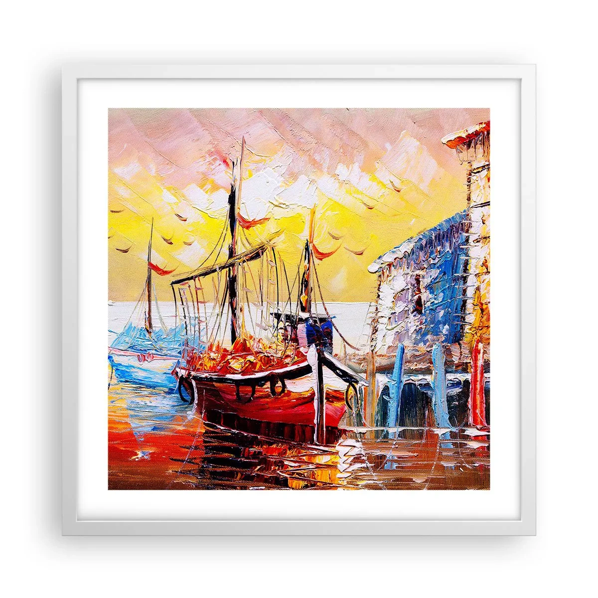 Plakat w białej ramie - Szczęśliwy powrót - 50x50 cm