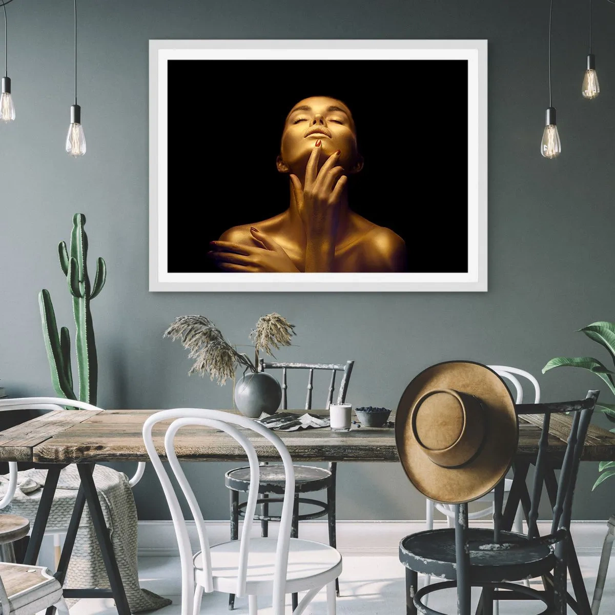 Plakat w białej ramie - Jak złoty jedwab - 100x70 cm