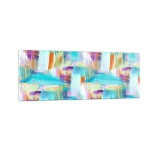Obraz na szkle - Kolorowa abstrakcja z dynamicznymi pociągnięciami pędzla - 140x50cm - Pogodny mazaniec-przekładaniec - Nowoczesna dekoracja ścienna do salonu i sypialni ARTTOR