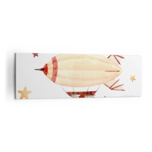 Obraz na płótnie - Ręcznie malowany sterowiec na tle gwiazd - 160x50cm - Powietrzny statek - Nowoczesna dekoracja ścienna do salonu i sypialni ARTTOR