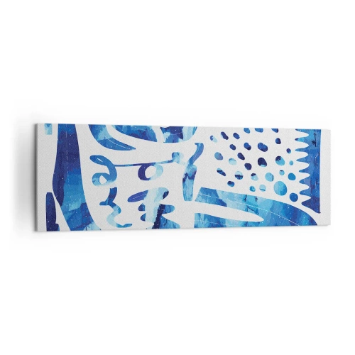 Obraz na płótnie - Abstrakcyjny wzór w odcieniach niebieskiego - 160x50cm - Powrót do korzeni - Nowoczesna dekoracja ścienna do salonu i sypialni ARTTOR